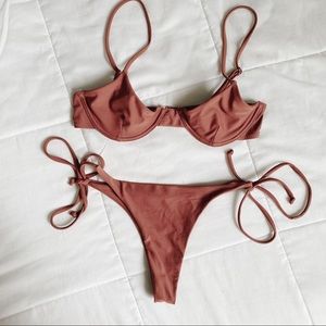 Zaful Tie Underwire Balconette Bikini Set